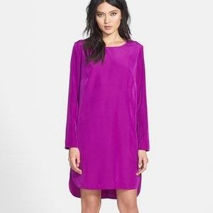WAYF Magenta Crepe Shift Shirt Dress